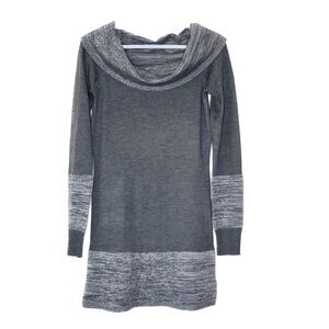 Bebe Off Shoulder Flirty Wool Blend Knit Bodycon Grey Sweater Dress Size Medium